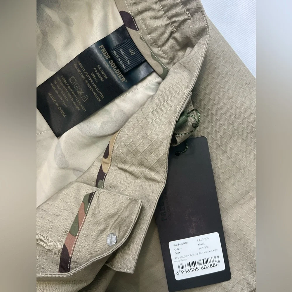 FREE SOLDIER Men's Water Resistant Pants Relaxed Tactical Cargo Pants Size:46x30 - Picture 15 of 16